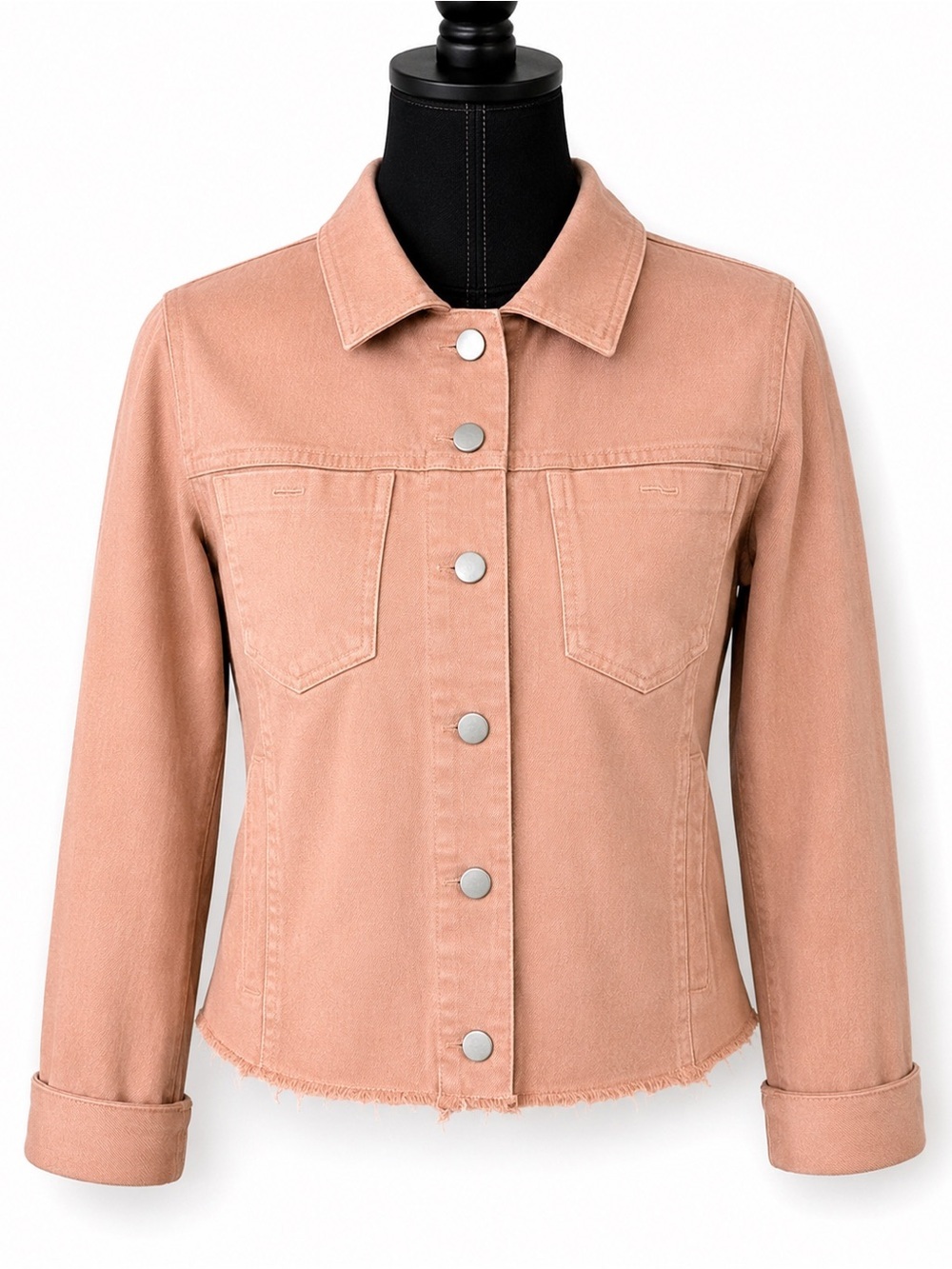 L’AGENCE Janelle Cropped Denim Stretch Jean Jacket Dusty Pink Medium LIKE NEW